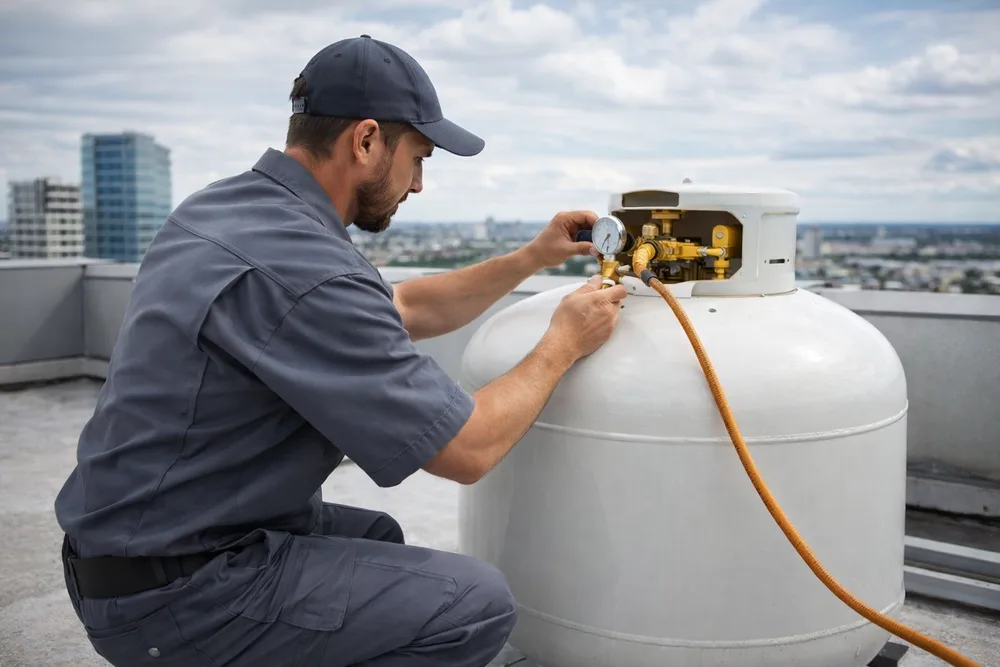 Técnico de Avegas realizando mantenimiento